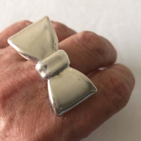 E&L Israel Ring Sterling Silver Electroform Bow  Sz.8 - Picture 9 of 16